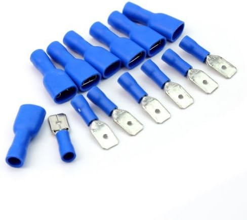 PowerArt Hot 100 Pcs Metal Assorted Electrical Wire Terminal Spade Connectors Male Female