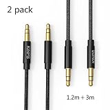 Aux Kabel, Kinps (1,2m+3m) Nylon geflochten 3,5mm Klinke...