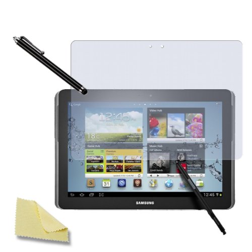 3in1 SET Note 10.1 360° PU-Leder + Folie + Pen Samsung Galaxy Note 10.1 N8000 N8010 N8020 Tasche Etui Case (Lila) - 2