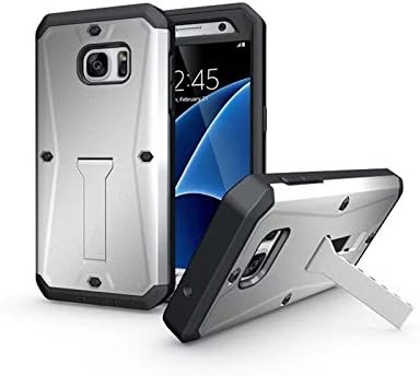Case Samsung Galaxy S7 cover Samsung Galaxy S7 Tank case with 3 parts ( TPU and Hard case with crutch + Front contour with clear glass - Color Silver - Ordica France®