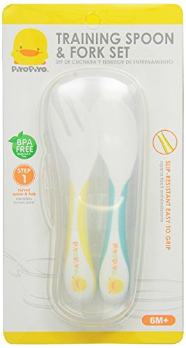 Piyo Piyo Training Fork and Spoon Set in Case (Blue)