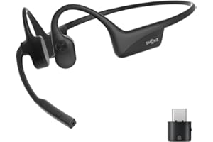 SHOKZ OpenComm2UC (mit Dongle-C) kabelloses Knochenschall PC Headset, Bluetooth Open-Ear Kopfhörer mit Noise-Cancelling Mikrofon, Ohrhörer für Office, Anruf, 16 Stunden Sprechzeit, mit Lesezeichen