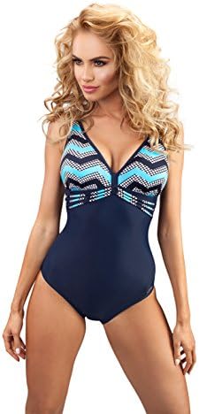 One Piece Womens Swim Costume Deep V Neckline Fashion Print Swimming Suit Low Cut Scoop Back Swimwear