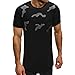 Produktbild ASHOP Herren Sommer Casual Rundhalsausschnitt Frontprint Cotton T-Shirt (XXL, Schwarz)