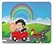 Produktbild WYICPLO Just Married Mouse Pad, Smiling Happy Cartoon Couple in a Car Rainbow Honeymoon Road Trip Balloons, Standard Size Rectangle Non-Slip Rubber Mousepad, Multicolor
