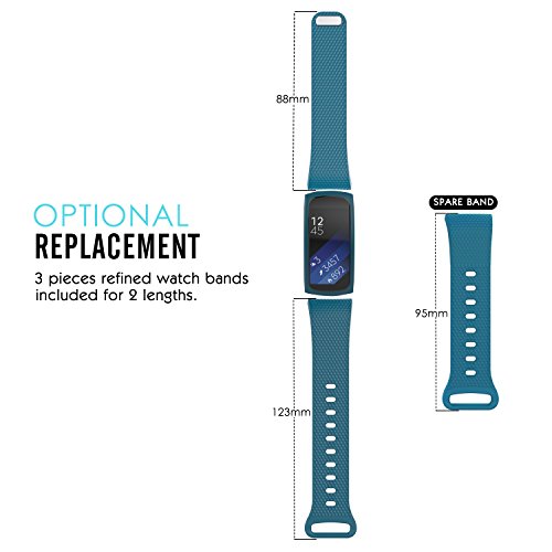 MoKo Samsung Gear Fit2 Correa  Fit 2 Pro Pulsera Deportiva Silicona Suave Reemplazo Sport Band para Samsung Gear Fit 2 SM-R360 Smart Watch  Azul Oficial  3 Piezas de Bandas incluido para 2 Longitudes 