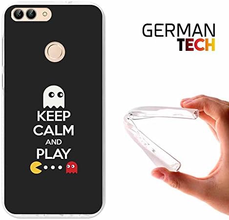 Huawei P Smart Cover Gel Flexible, TPU Case made out of the best Silicone, protects and adapts flawlessly to your Smartphone, together with our exclusive designs German Tech® - Keep Calm Pacman.
