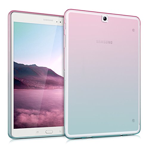kwmobile Hülle für Samsung Galaxy Tab S2 9.7 T810N/T813N/T815N/T819N - Case Handy Schutzhülle TPU Silikon für Tablet - Backcover Cover klar Pink Blau Transparent