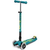 Micro Maxi Deluxe Foldable Led 3 Tekerlekli Katlanabilir Scooter Petrol Yeşili, 5-12 Yaş, Ayarlanabilir Gidon, Işıklı Tekerle