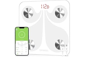 CHWARES Bluetooth Pèse Personne Impédancemètre Rechargeable USB,Balance Connectée, Balance Pèse Personne,13 données corporelles importantes, échelle de Graisse corporelle sans fil, blanc