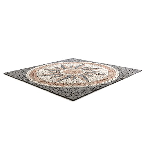DIVERO 120 x 120cm Naturstein-Mosaik Motiv Sonne aus 16 Matten je 30 x 30cm Fliesen für Wand Boden Bruchstein grau rose creme - 2