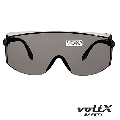 voltX ‚OVERSPECS‘ Gewerbliche Schutzbrille für Brillenträger im Industriewesen – CE EN166f zertifiziert (rauchgraue Scheibe) – individuell anpassbarer Bügel – beschlagfrei, kratzfest, UV380 Schutz – Safety Overglasses - 5