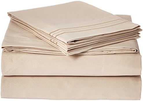 Clara Clark1800 Collection Micro Silk Bed Sheet Set, Full Size, Cream Beige