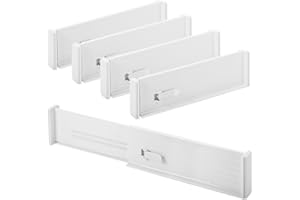 icyant Divisori per Cassetti, 4 Pezzi Separatori per Cassetti 27,5-45cm Regolabili Plastica 8,8cm Altezza Organizzatore Divisorio Cassetti per Cassetti Ufficio Cucina Camera Letto Bagno Ufficio