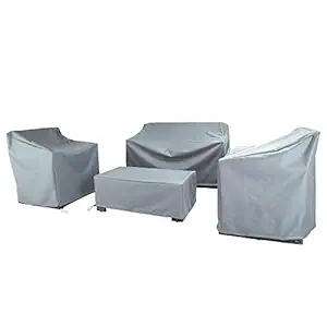 Baner Garden N87 4-piece Outdoor Veranda Patio Garden Furniture Cover Set with Durable and Water Resistant Fabric (Grey)