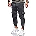 Produktbild Ba Zha Hei Mode Männer Persönlichkeit Freizeit Einfarbig Bewegung Hose Mode Herren Sport Jogging Fitness Hose beiläufige lose Jogginghose Kordelzug Slim Fit Freizeithose (XXL, Dunkelgrau)