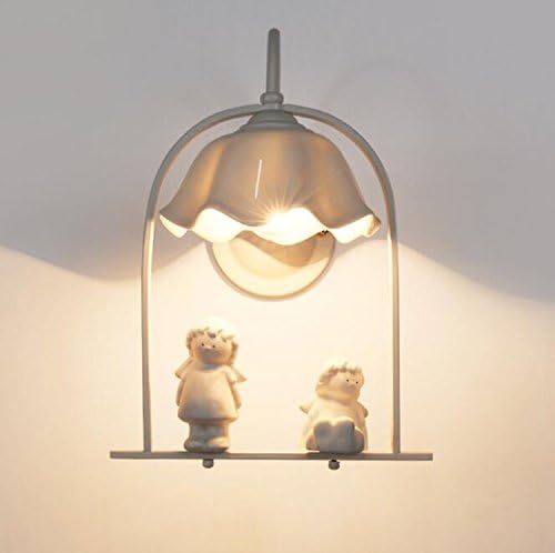 LED Scandinavian Modern Single-headed Wall Lamp Mirror Lamp Iron + Resin Angel + Petal Shape Glass Lampshade Bedside Lamp Bracket Lamp Stairs / Garden / Outdoor Wall Lamp E27 Light Source (without Bulb)