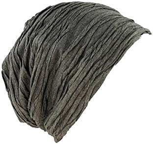 Spring fever Stylish Wrinkled Beanie Cap Slouchy Skull Hat (B Grey)