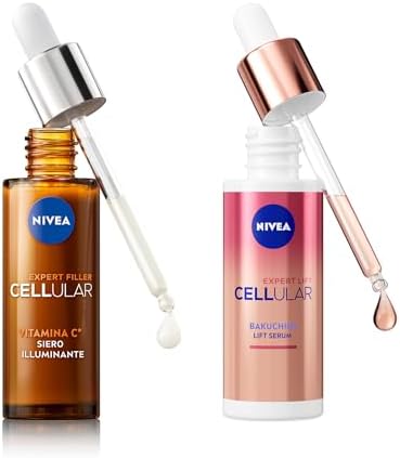 NIVEA Cellular Expert Skincare Kit, Set skincare completo con Siero Viso Bakuchiol Effetto Lifting 30 ml e Siero Vitamina C Illuminante 30 ml per una pelle rassodata e luminosa