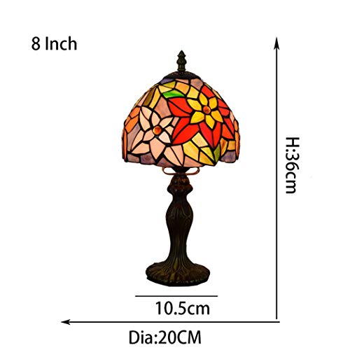 YJFFAN 8-Zoll 20Cm Tischlampe-Retro Rural Buntglas Augenschutz Lampenschirme Schreibtisch Leuchten, Indoor-Beleuchtung Leselampe (110-240V, Glühbirnen Nicht Enthalten)