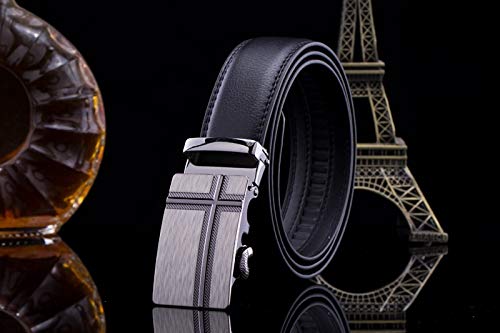 MANMEIYANG LGFD2071215 180cm Plus la Taille 200cm Hommes Noir Formelle Robe de Bureau Formelle Croix Boucle à cliquet Boucle Homme Fait Ceinture en Cuir PU