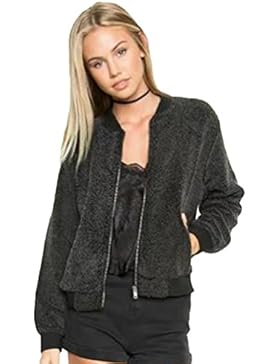 ZKOO Donna Sweatshirt Maniche Lunghe Cerniera Felpa Cachemire Cardigan Outwear Giacca Cappotto Autunno e Inverno