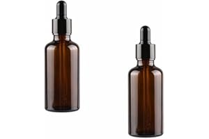 Movilideas - 2 Unds. Botellas con cuentagotas Cristal Marron para Aceites Esenciales, Masajes, Aromaterapia, Botella de Laboratorio 50 ml
