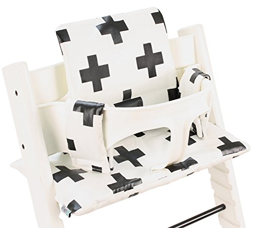 Sitzkissen beschichtet für Stokke Tripp Trapp - Weiss mit Schwarzen Kreuzen