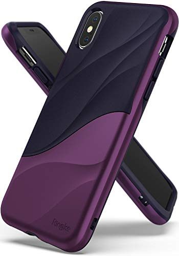 Ringke WAVE Custodia Compatibile con Apple iPhone XS, Salvaguardia Dello Strato TPU interno Morbido, Custodia Rigida per PC Pesante Assorbimento Design Fluente del Movimento Cover iPhone XS 5.8' 2018 - Metallic Purple