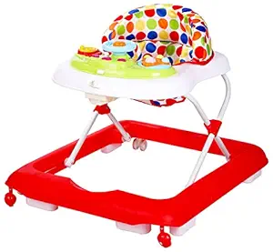 R for Rabbit Step Up Anti Fall Baby Walker with Adjustable Height and Musical Toy Bar for Kids|Boys|Girls of 6 Months to 1.5 Years (Red)