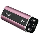 12000mAh Portable Power Bank ROOP Dual USB External Battery Pack Charger for iPhone Samsung and Tablets(Lightpink)