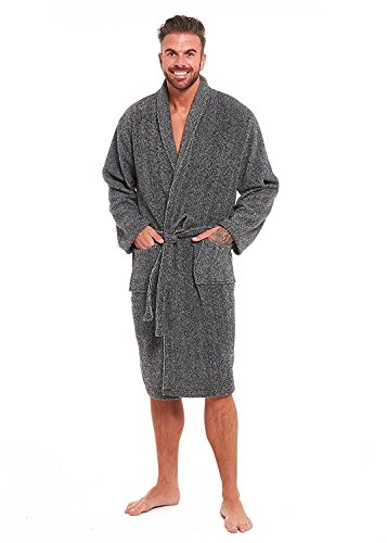 Mens Super Soft Fleece Dressing Gown Bath Robe Hooded Thick Warm Snuggle