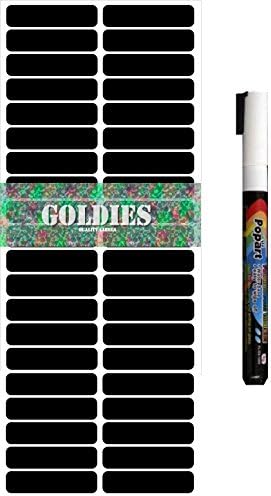 40 SMALL RE-WRITABLE CHALKBOARD BLACKBOARD LABELS Herb &amp; Spice Jar or Tupperware Stickers (50mmx14mm) With White Chalk pen