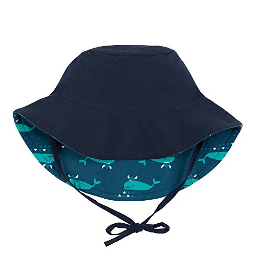 Lässig 1433005410 Baby Sun Protection Bucket Hat Sonnenhut, Blue Whale, Size: New Born 0-6 Monate, mehrfarbig - 2