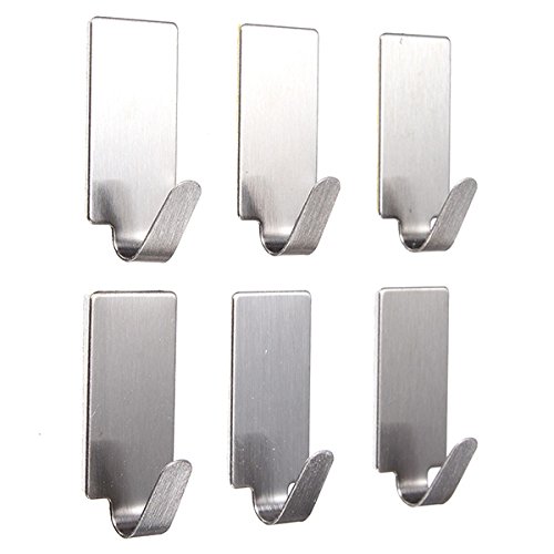 6Pcs Edelstahl Adhesive KleiderbŸgelhaken WandtŸrhaken Bad Handtuchhalter - 4
