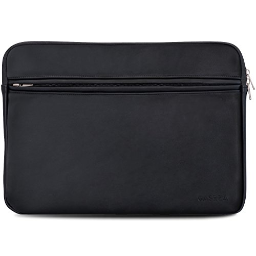 CASEZA Boston MacBook Pro 15 Kunstleder H  lle Schwarz - Edle PU Leder Tasche Sleeve f  r das Apple MacBook Pro 15 - - Laptoptasche passt auch f  r 14