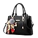 Produktbild Cramberdy Taschen Damen Handtasche Damen Schwarz mit Pelz Kugel Tasche Damen Schule Handtasche Messengertasche Damentaschen Umhängetasche Schultertasche Frauen Elegante Schulter Abendhandtasche