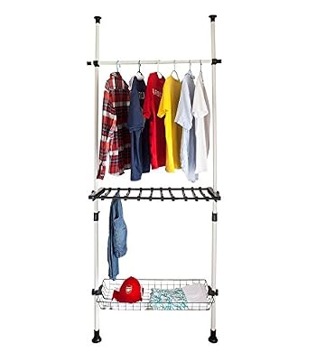 SoBuy FRG35 Télescope Portant de vêtement Etagère de Rangement, penderie