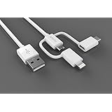 Multi USB Cable-[Apple MFI Certified]- Foxsun 3 in 1 Multiple Charging Cable Adapter Connector with Type C,Lighting,Micro USB for iPhone, iPad and Android Smartphone (2m, White)