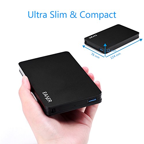 Eaxer Aluminium 2,5-Zoll USB 3.0 Externe Festplattengehäuse für 9.5mm und 7mm 2.5” SATA HDD/SSD, [Unterstützt UASP Optimierung für SATA III SSD] - 5