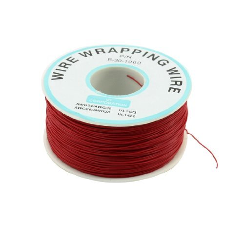 Preisvergleich Produktbild DealMux 200M 30AWG verzinnt Kupferdraht Isolierung Wrapping Kabelrolle Rot