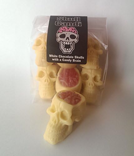Skull Candi Belgian White Chocolate Skulls, Gummy Brains, 6 Piece, 180g