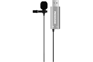 Prosound USB Lavalier Microphone, Clip-On Lapel Omnidirectional Condenser Mic with Windshield, 2m Cable & 3.5mm Headphone Jack for PC Mac Laptop DSLR YouTube Recording Singing Teams Interviews