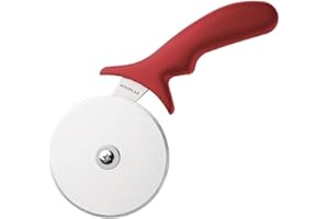 Hygiplas - Roulette à pizza Hygiplas en acier inoxydable rouge 102(Ø) mm - Lame tranchante, facile à nettoyer, roulette à pizza, tarte, quiche, tourte CC407