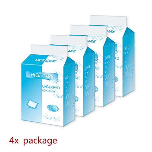 Preisvergleich Produktbild Japanisches Nice Care Bettschutzeinlage Matratzentopper Matratzenschutz Matratzenschöner Matrazenauflage Bettschutz Bett Schutz Schutzbezug Nässeschutz Wasserdicht 20Stück 4-Set 60x90cm 4er Pack Haus Krankenhaus Klinik klein