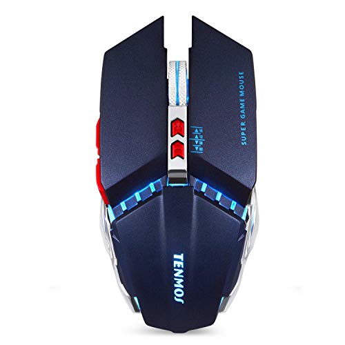 TENMOS T12 Wiederaufladbare Wireless Gaming Maus, 2.4G USB LED Kabellose Optische Silent Maus,Ergonomischer Griff,3 DPI Einstellbar für MAC/PC/Notebook/Computer (Navy) TENMOS T12 Wiederaufladbare Wireless Gaming Maus, 2.4G USB LED Kabellose Optische Silent Maus,Ergonomischer Griff,3 DPI Einstellbar für MAC/PC/Notebook/Computer (Navy)