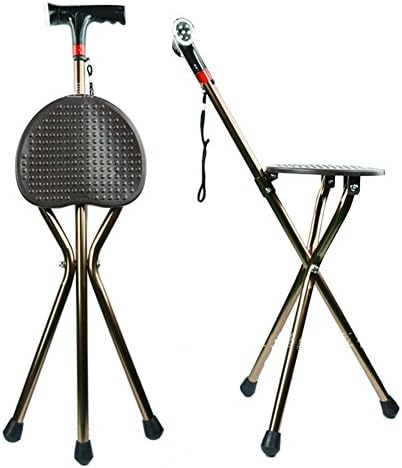 WYJD Crutches®djustable Folding Walking Cane Chair Stool Massage Walking Stick with Seat Portable Fishing Rest Stool with LED Light for Elder 80-90CM