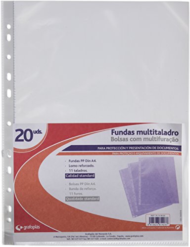 Grafopl  s 78149800   Bolsa de 20 Fundas A4 de polipropileno liso