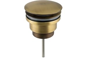 VALAZ Bouchon Universel pour lavabo et Bidet avec ou sans trop-Plein en Or Vieilli et doré Vieilli bonde Click Clack, Pop-Up