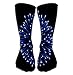 Produktbild Hohe Socken Socks-Women Luxury Cotton Colorful Cool Fun Knee high Socks 19.7"(50cm) Blue Firework Bright Salute Black Light Decoration Christmas New Year Celebration Holiday Festival Positive